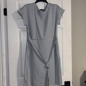 Striped Gray Midi Dress